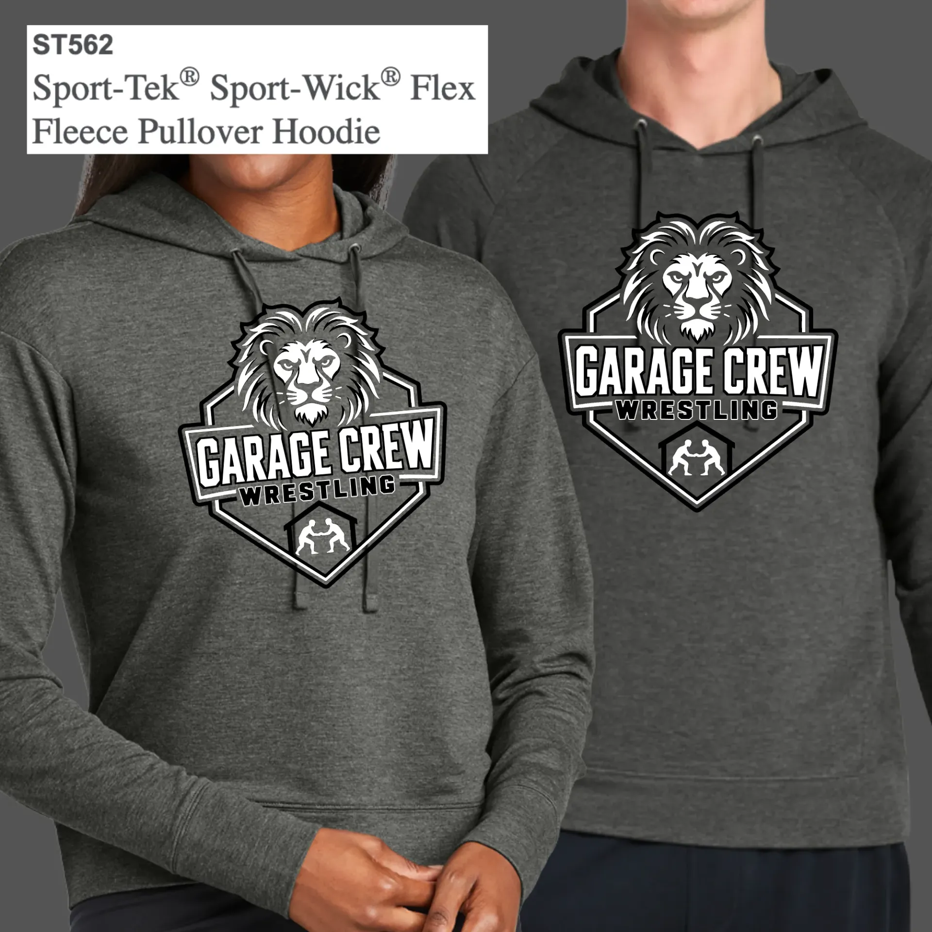 SportTek Sport-Wick Flex Fleece Hoodie - Dark Grey Heather (AXS)