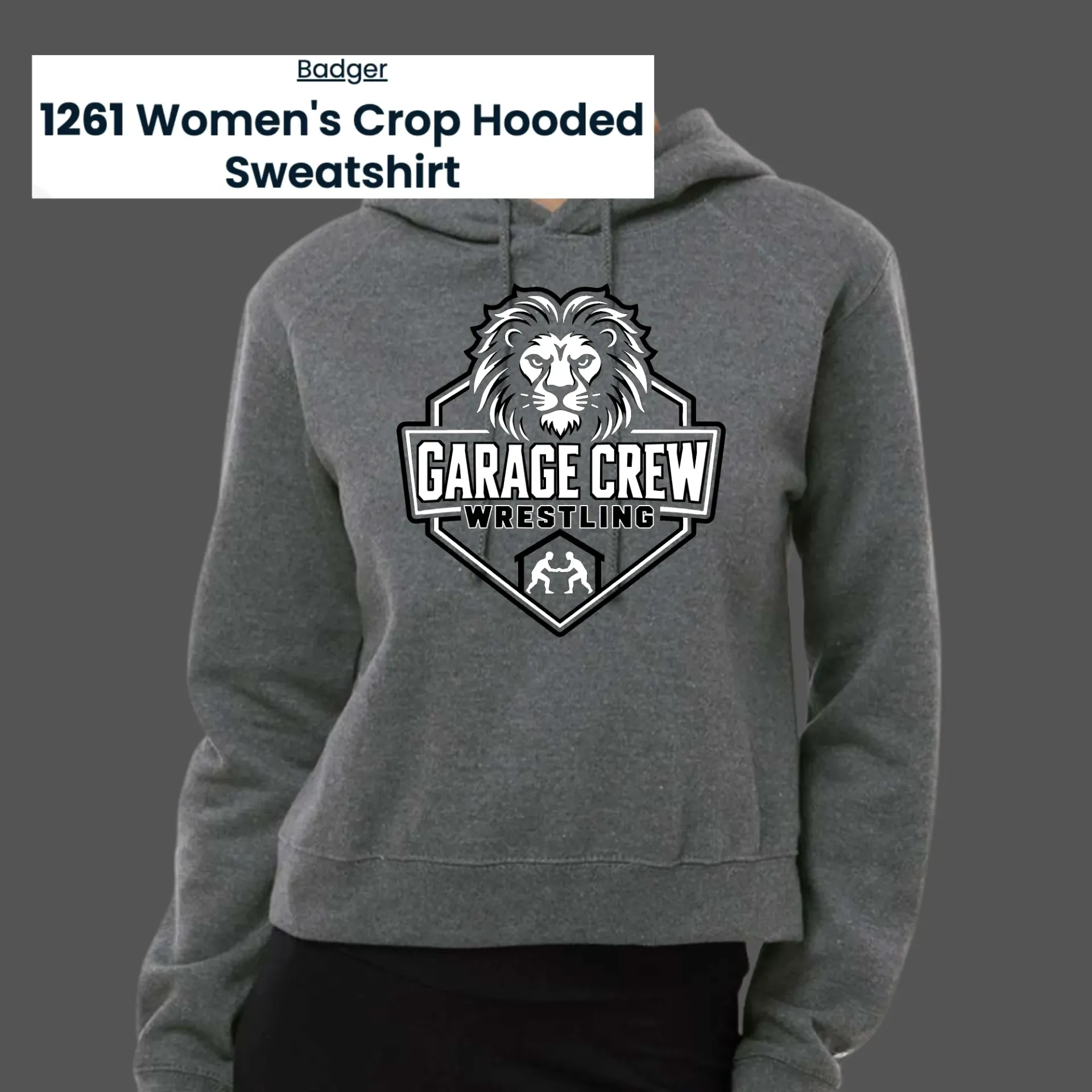 Badger Women's Crop Hoodie - Charcoal