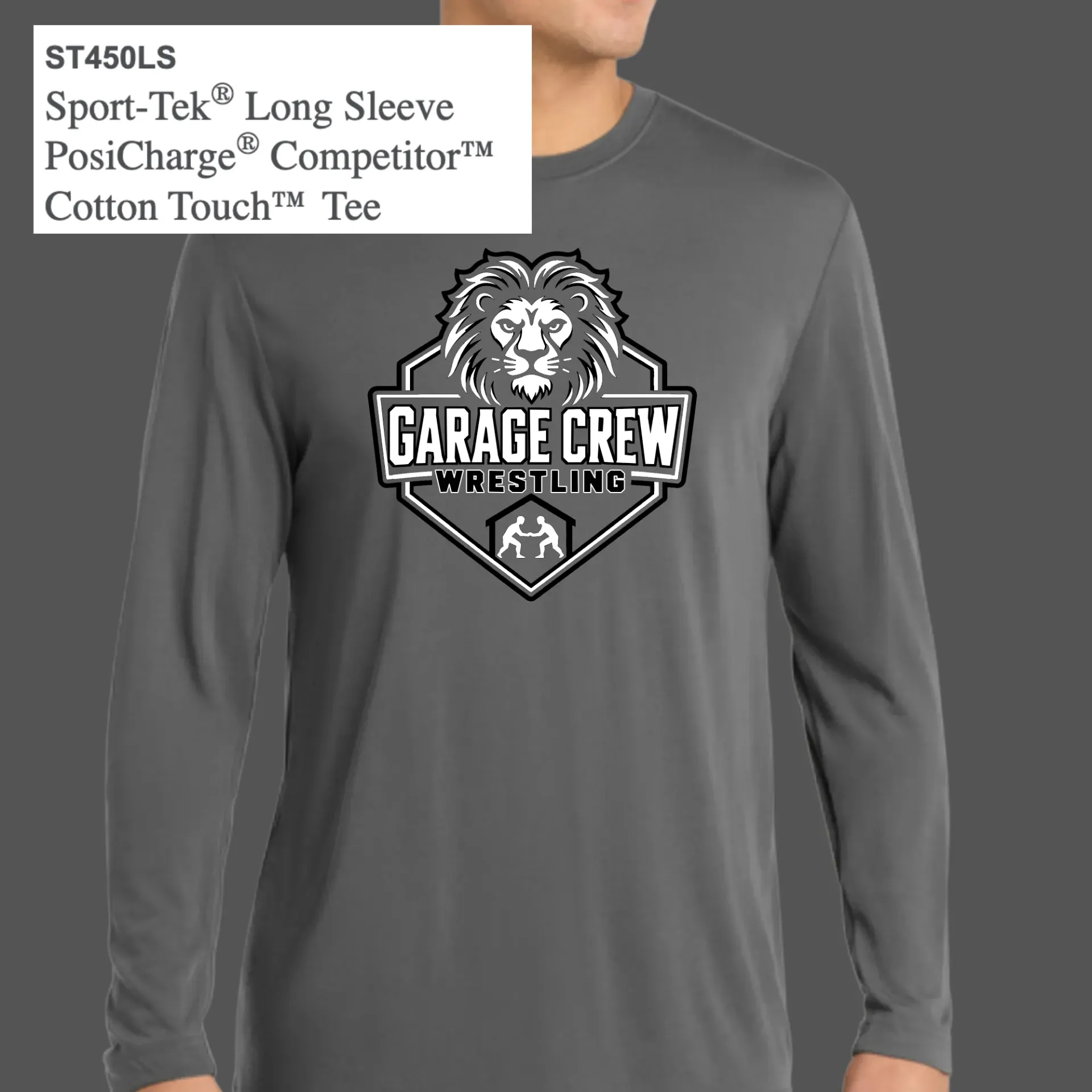 SportTek PosiCharge Cotton Touch Long Sleeve - Dark Smoke Grey (AXS)